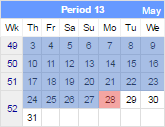 This image shows the current date, and the days in the current financial period up to and including yesterday.
