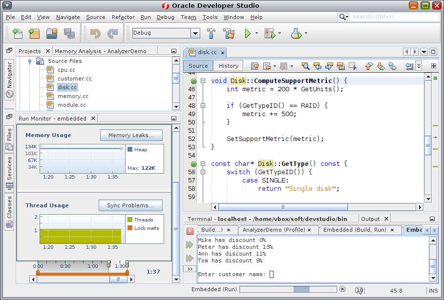 image:「実行モニター」ツールが表示されている IDE のスクリーンショット