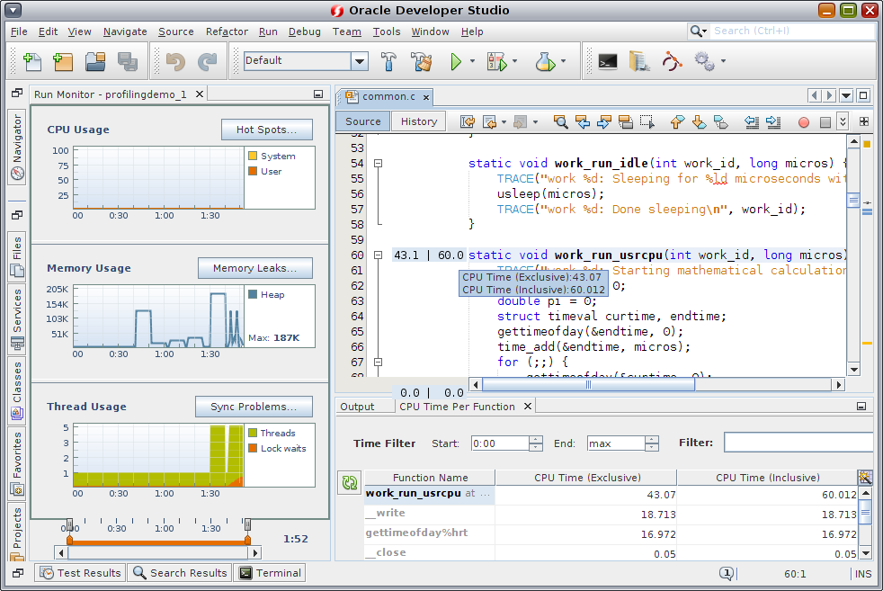 image:work_run_usrcpu 関数の CPU 使用率の使用率詳細。