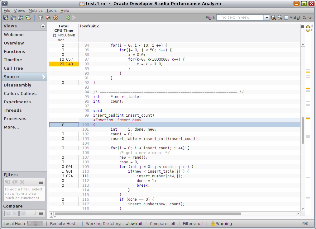 image:「ソース」ビューには insert_bad 関数が表示されます