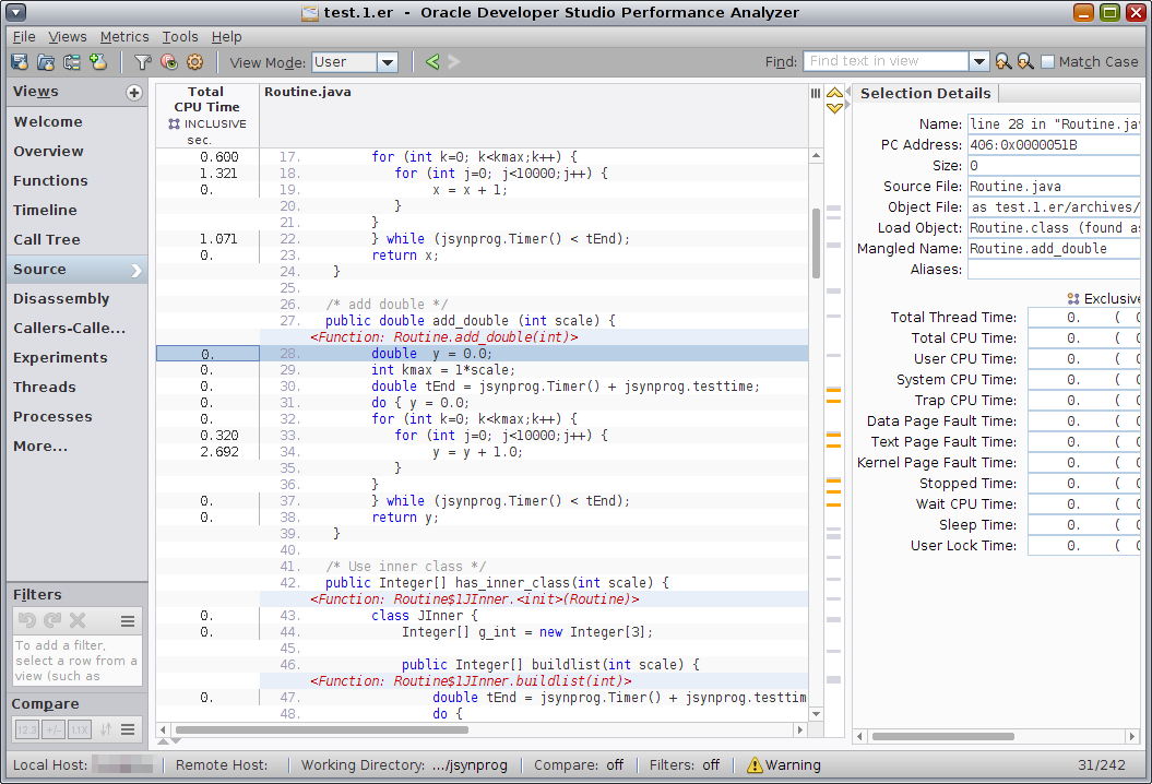 image:Routine.java のソースコードを示す「ソース」ビュー
