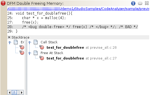 image:显示错误路径的 “Double Freeing Memory“（双重释放内存）错误