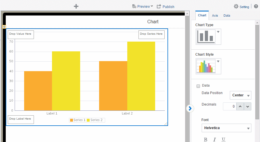 Default chart and toolbar