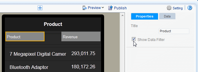 Show Data Filter property