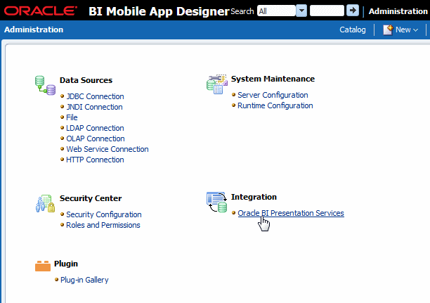 Click Oracle BI Presentation Services