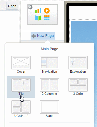 Choosing Tile from the New Page menu