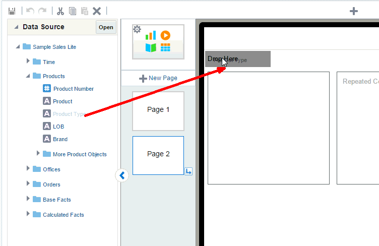 Drag Product Type to Tile Page