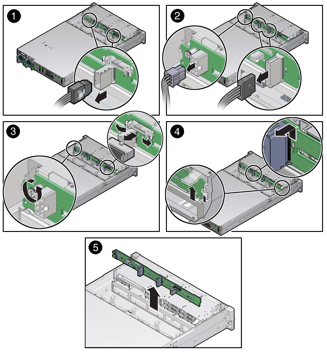 image:Figure showing how to remove the 8 drive                                     backplane.