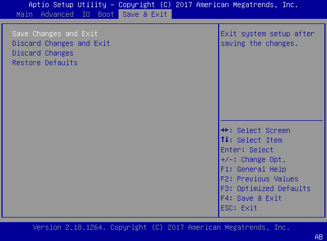 image:This figure shows the Save and Exit Menu image.