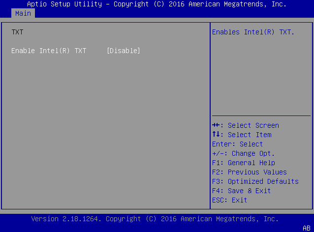 image:This figure shows the TXT screen within the Security settings                                 Menu.