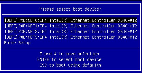 image:This figure shows the Please Select Boot Device dialog                                 box.
