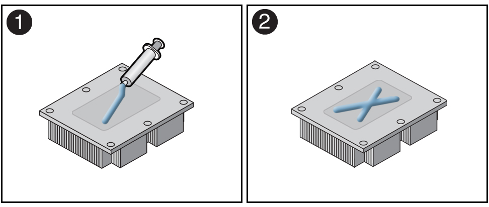 image:Figure showing thermal grease being applied to the                             heatsink.