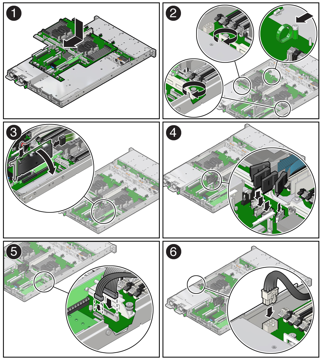 image:Figure showing how to installed the motherboard in to the                                     server.