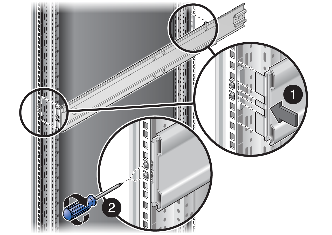 image:Attaching L-bracket slide assemblies to the posts.