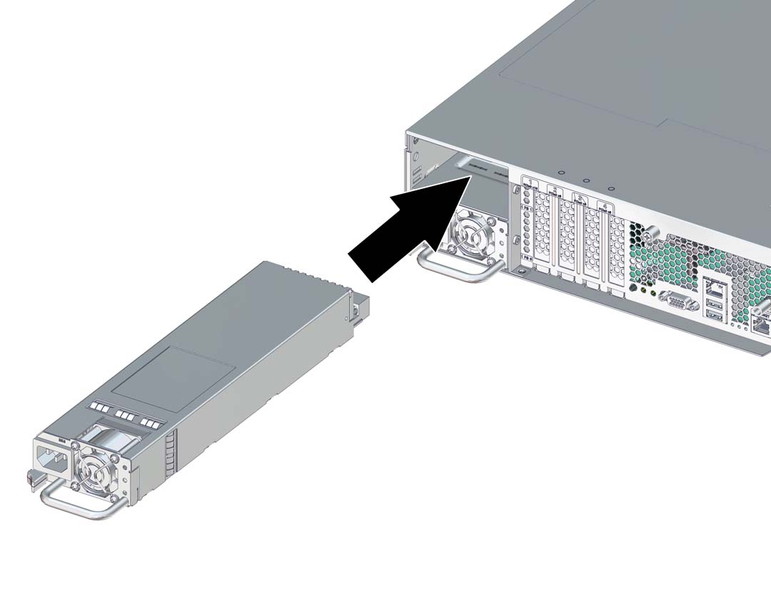 image:The illustration shows installing the power supply.