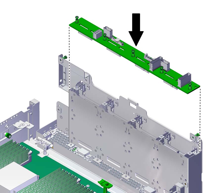 image:The illustration shows installing the drive backplane.