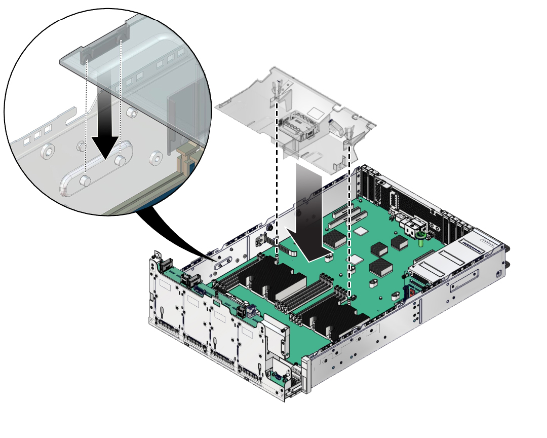 image:The illustration shows installing the air duct.