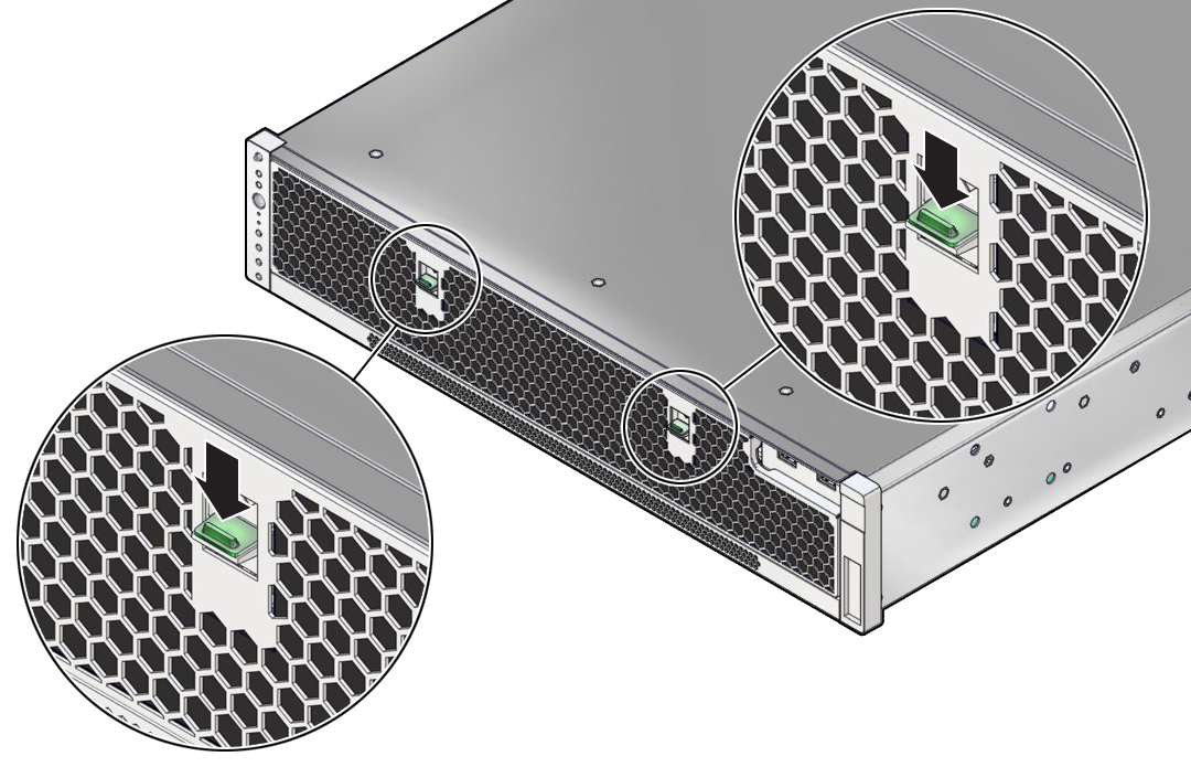 image:The illustration shows releasing the air filter levers.