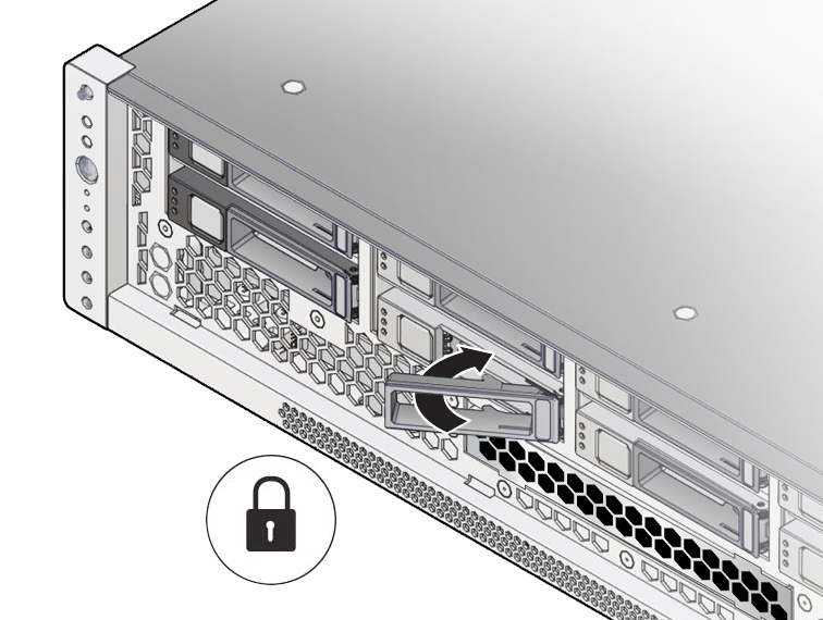 image:The illustration shows securing the SAS drive.