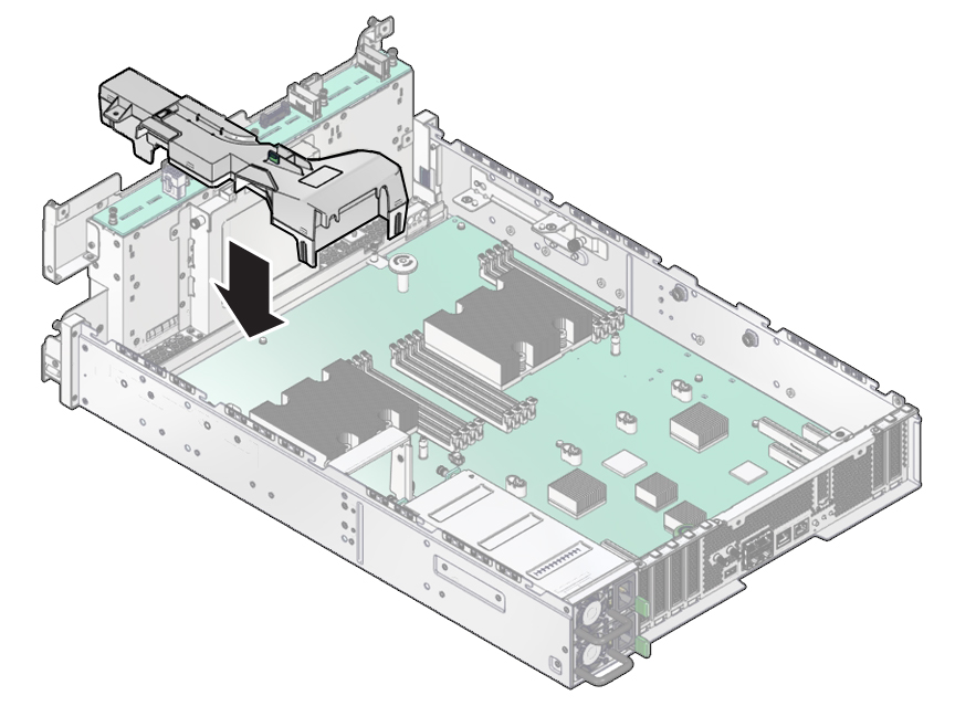 image:The illustration shows installing the PSU duct.