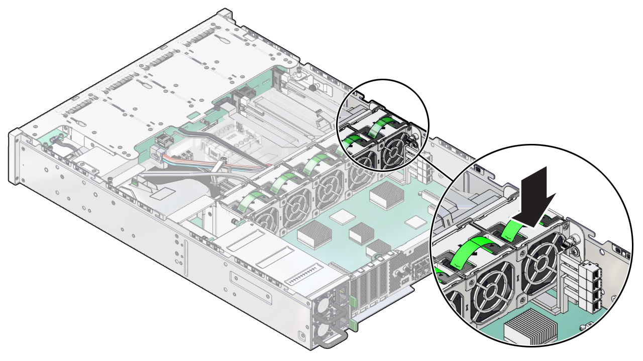 image:The illustration shows securing a fan module.