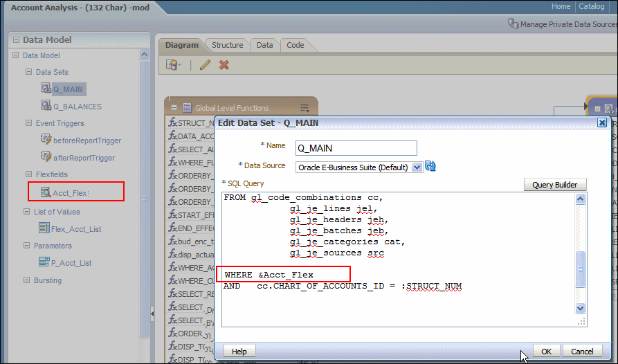 SQL問合せ内でのフレックスフィールドの参照