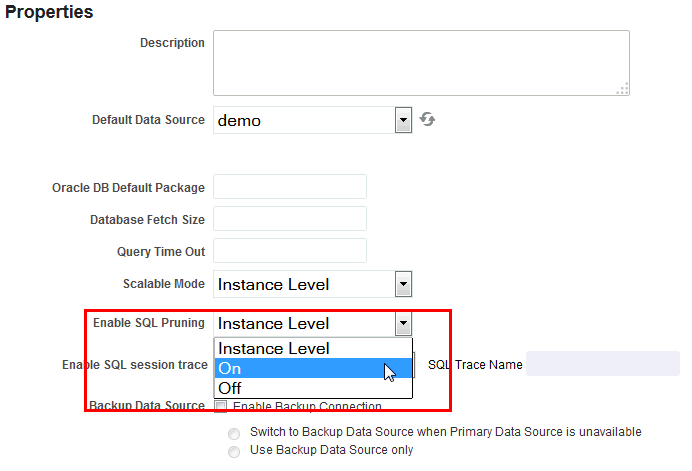 SQLプルーニングの有効化