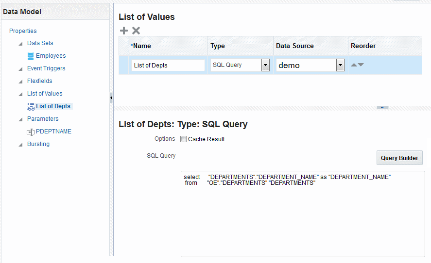 SQL問合せタイプの値リスト