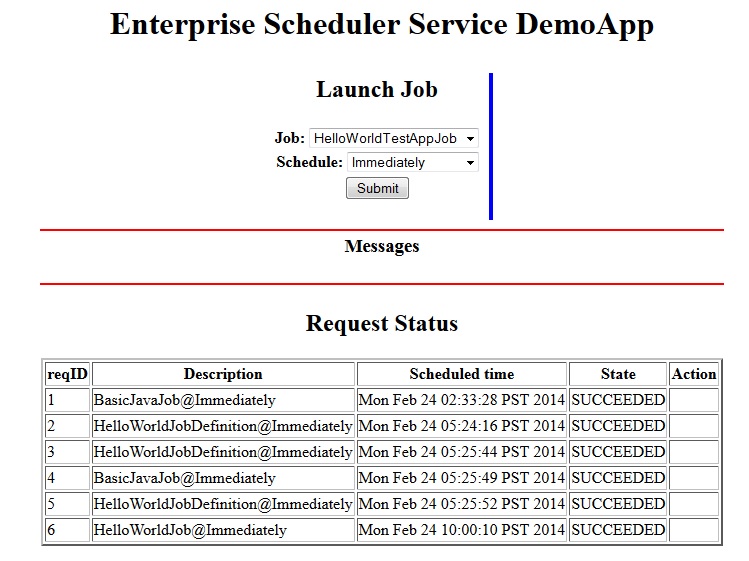 Running EssDemo servlet for the sample application