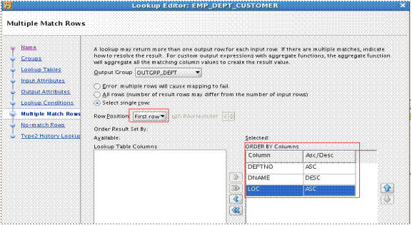 OWB multiple rows single row first last row