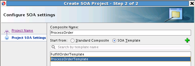 「図4-2 「SOAプロジェクトの作成」ダイアログのSOAコンポジット・テンプレートの選択」の説明が続きます