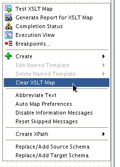 「XSLTマップのクリア」コンテキスト・メニュー項目