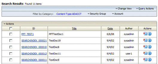 「図10-1 検索結果とOracleTextSearchのデフォルト・メニュー」の説明が続きます