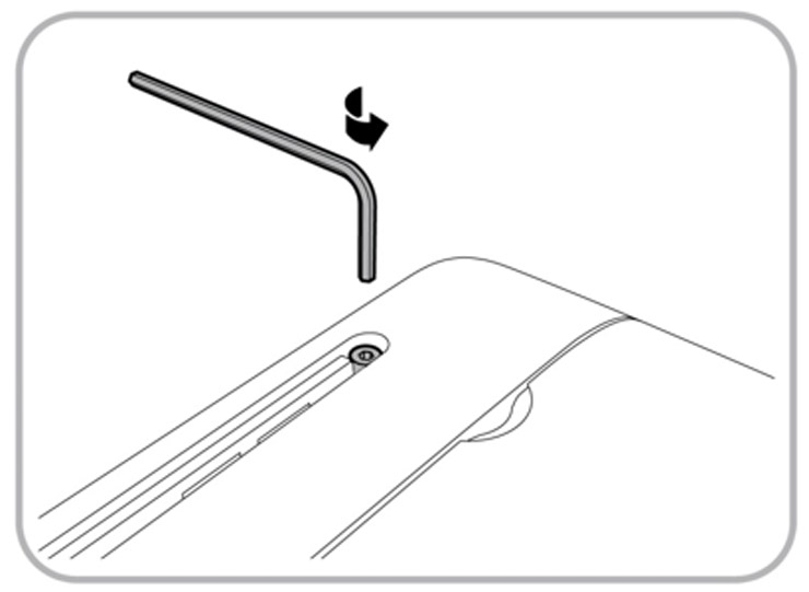 The figure shows how to use the hex key to remove the screws of the top cover of the Workstation 6.