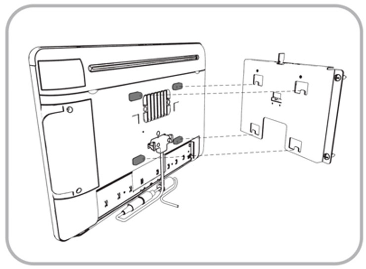 This figure shows how to align the workstation to the metal bracket.