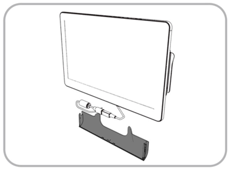 This figure shows how to conceal the cables using the cable casing.