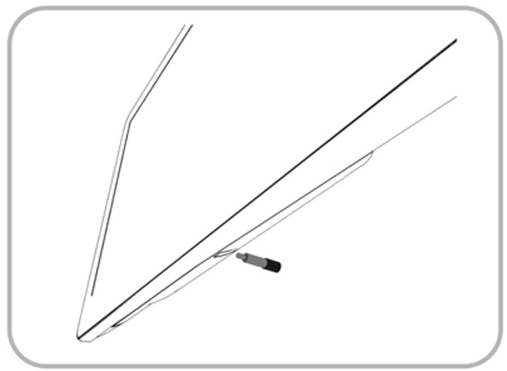 This figure shows how to secure the cable cover with the thumb screw.