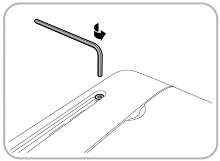 This figure shows how to use the hex key to remove the screws of the top cover of the Workstation 6.