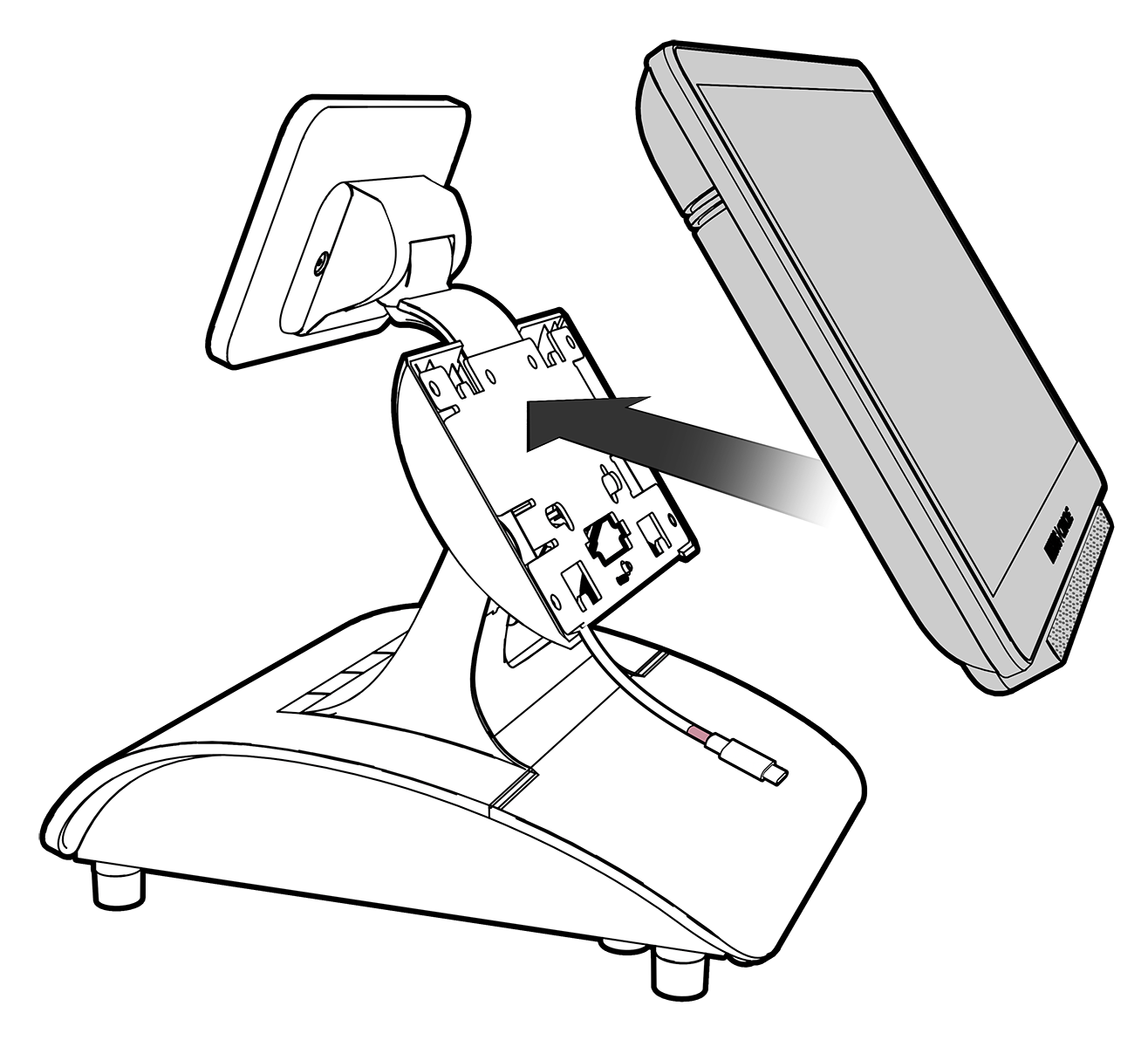 This image shows installation of a Workstation 6x5 on the stand.