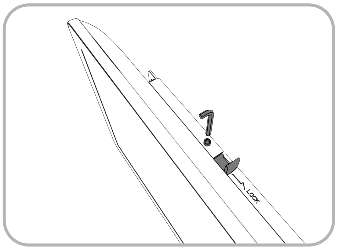 This figure shows the location of the locking slide bar.