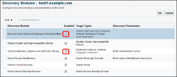 Discovery Modules options