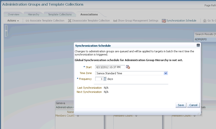 Graphic displays the Synchroniztion Schedule dialog.