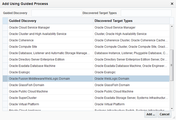 Add Using Guided Process dialog box,