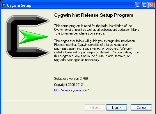 Cygwin Setup Window