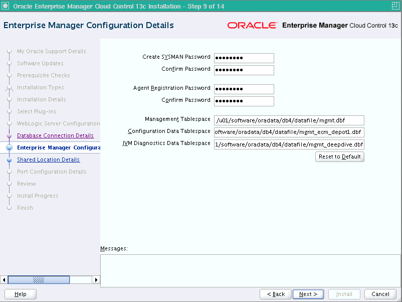 Repository Configuration Details Screen