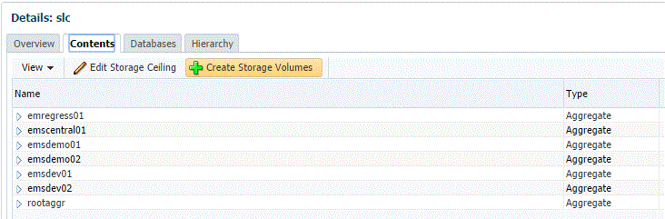 Create Storage Volumes button