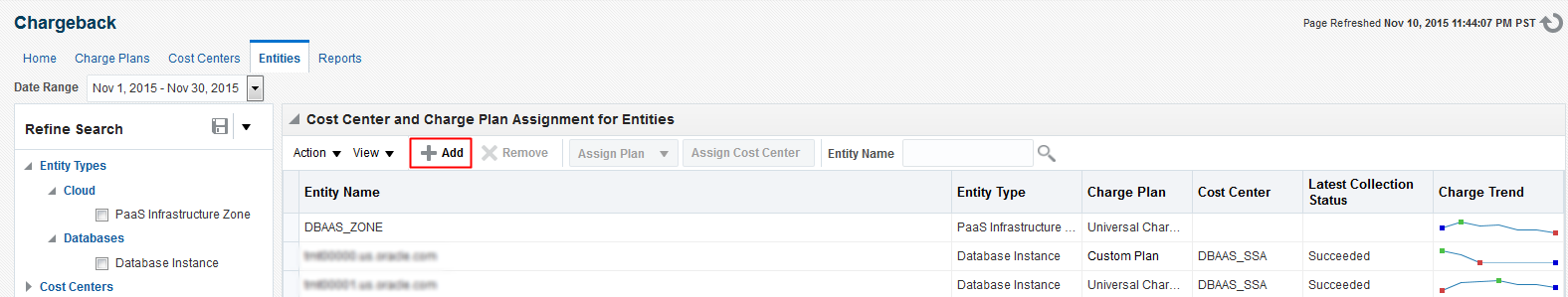 cost center and charge plan assignments