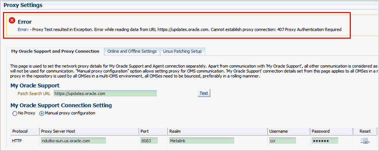 Proxy Settings Error