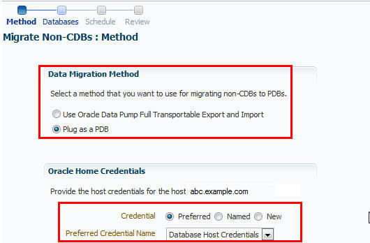 Migrating a Non-CDB: Method Page