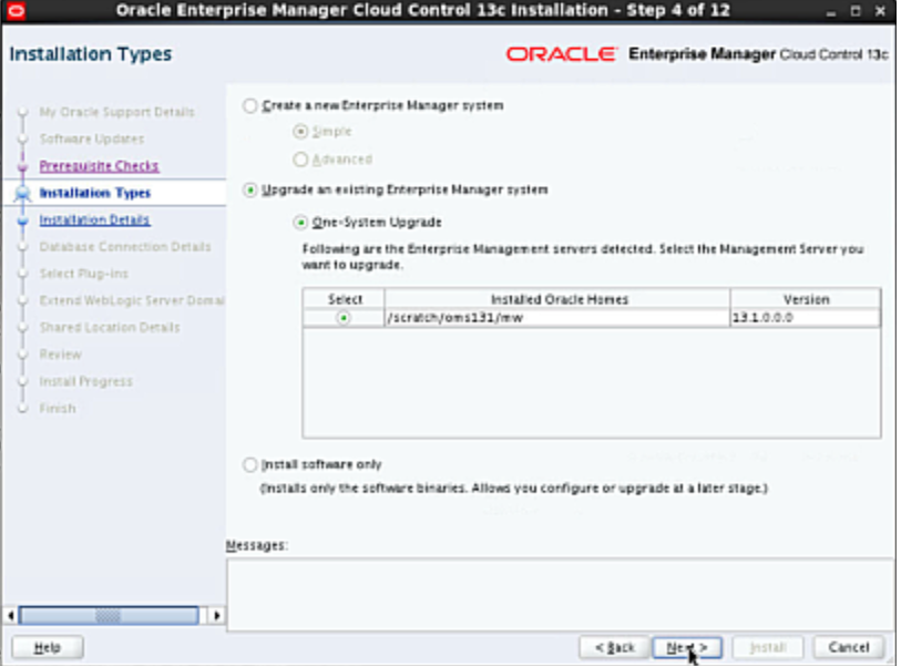 Enterprise Manager Cloud Control 13c Upgrade Wizard